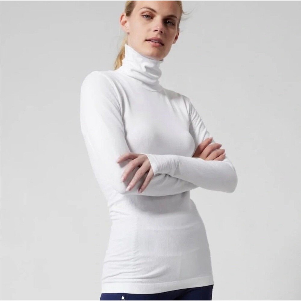 ATHLETA Flurry Blizzard Rib Turtleneck Top White, Large